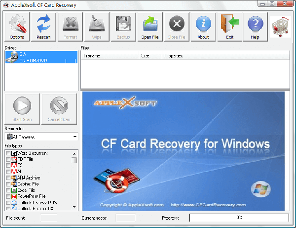 Windows CF Card Recovery ScreenShot